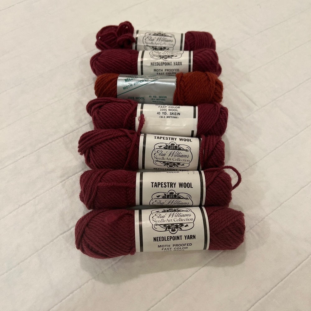 Tapestry Wool Needlepoint Yarn Elsa Williams--7 Skeins 40 Yards Per Skein
